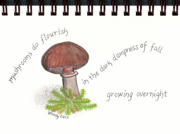 fall mushroom haiga